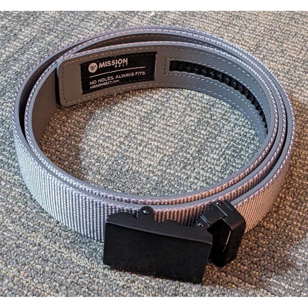 Mission Belt Men's XL Gray Nylon Ratchet Belt 40mm Nylon Collection Matte Black